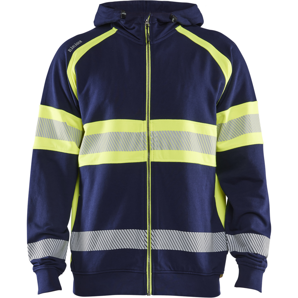 Blaklader High Vis Hooded Jacket, Navy Blue/ Yellow