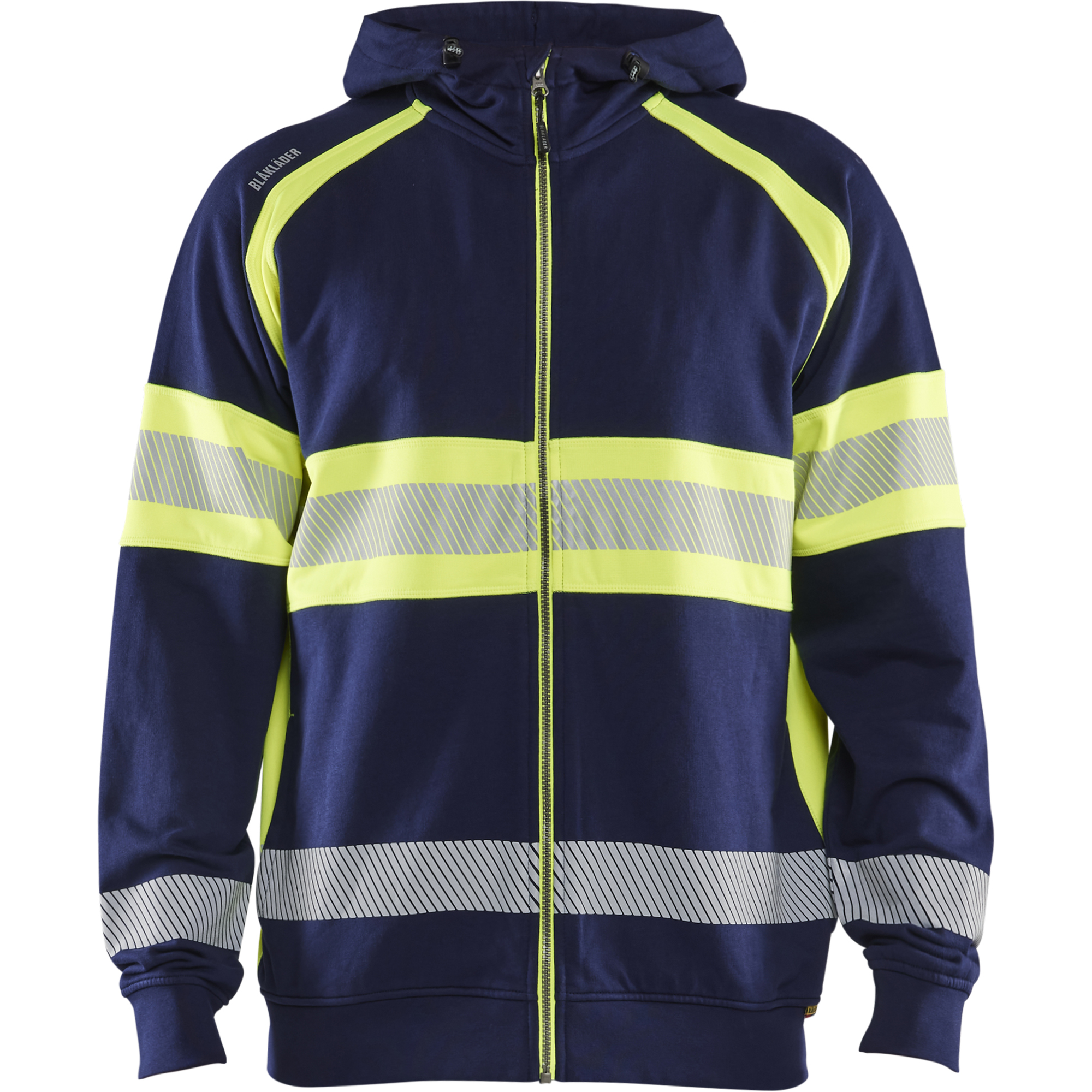 Blaklader High Vis Hooded Jacket, Navy Blue/ Yellow