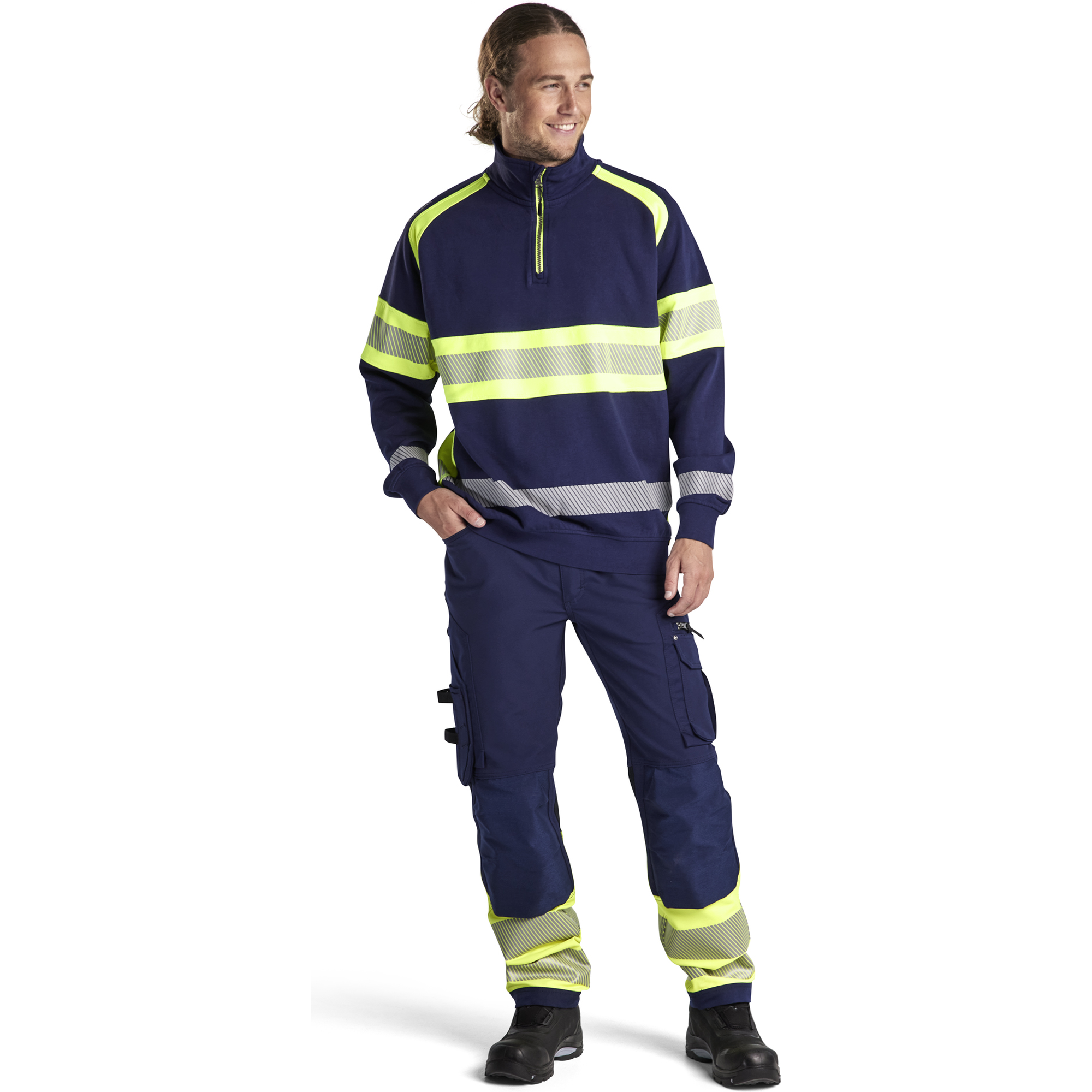 Blaklader High Vis Sweatshirt, Navy/ Yellow (5)