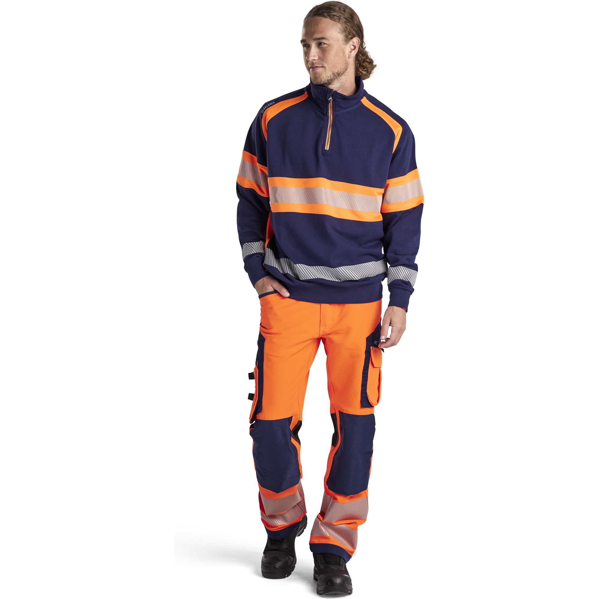 Blaklader High Vis Sweatshirt, Navy Blue/Orange (5)