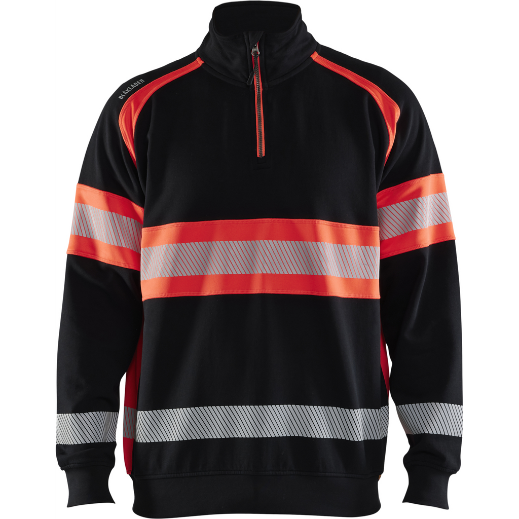Blaklader High Vis Sweatshirt, Black/High Vis Red