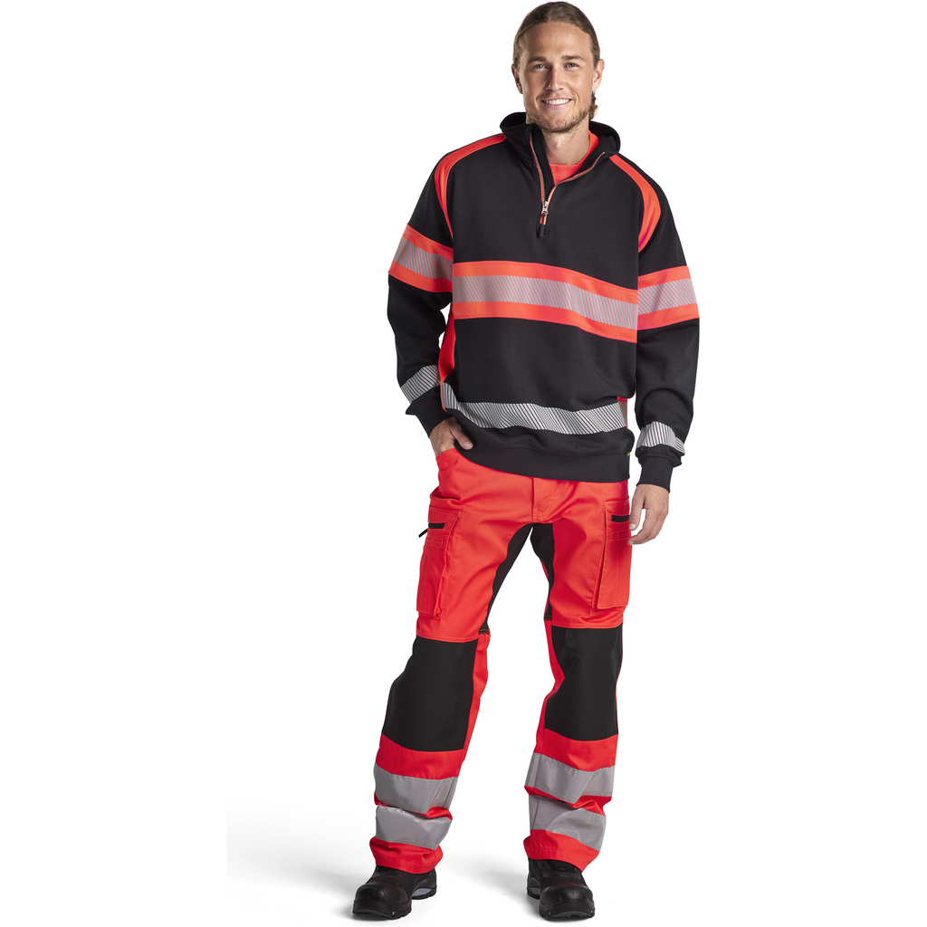 Blaklader High Vis Sweatshirt, Black/High Vis Red (5)