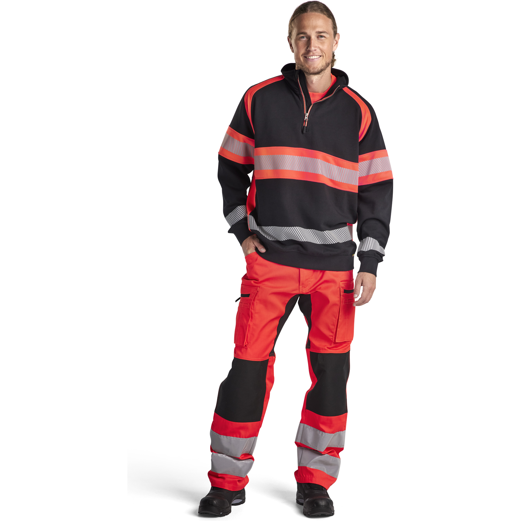 Blaklader High Vis Sweatshirt, Black/High Vis Red (5)