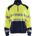 Blaklader High Vis Half-Zip Sweatshirt, Yellow/Navy Blue