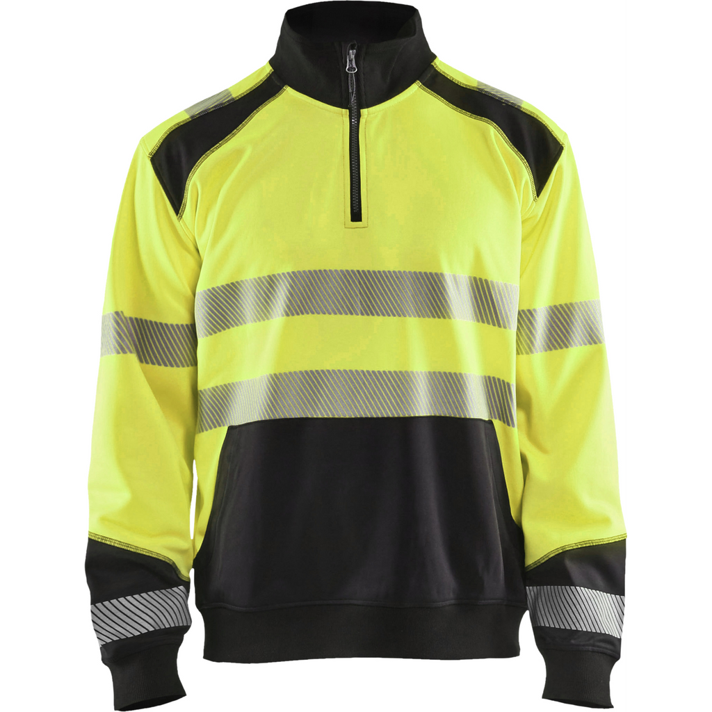 Blaklader High Vis Half-Zip Sweatshirt, Yellow/Black