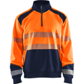 Blaklader High Vis Half-Zip Sweatshirt, Orange/Navy