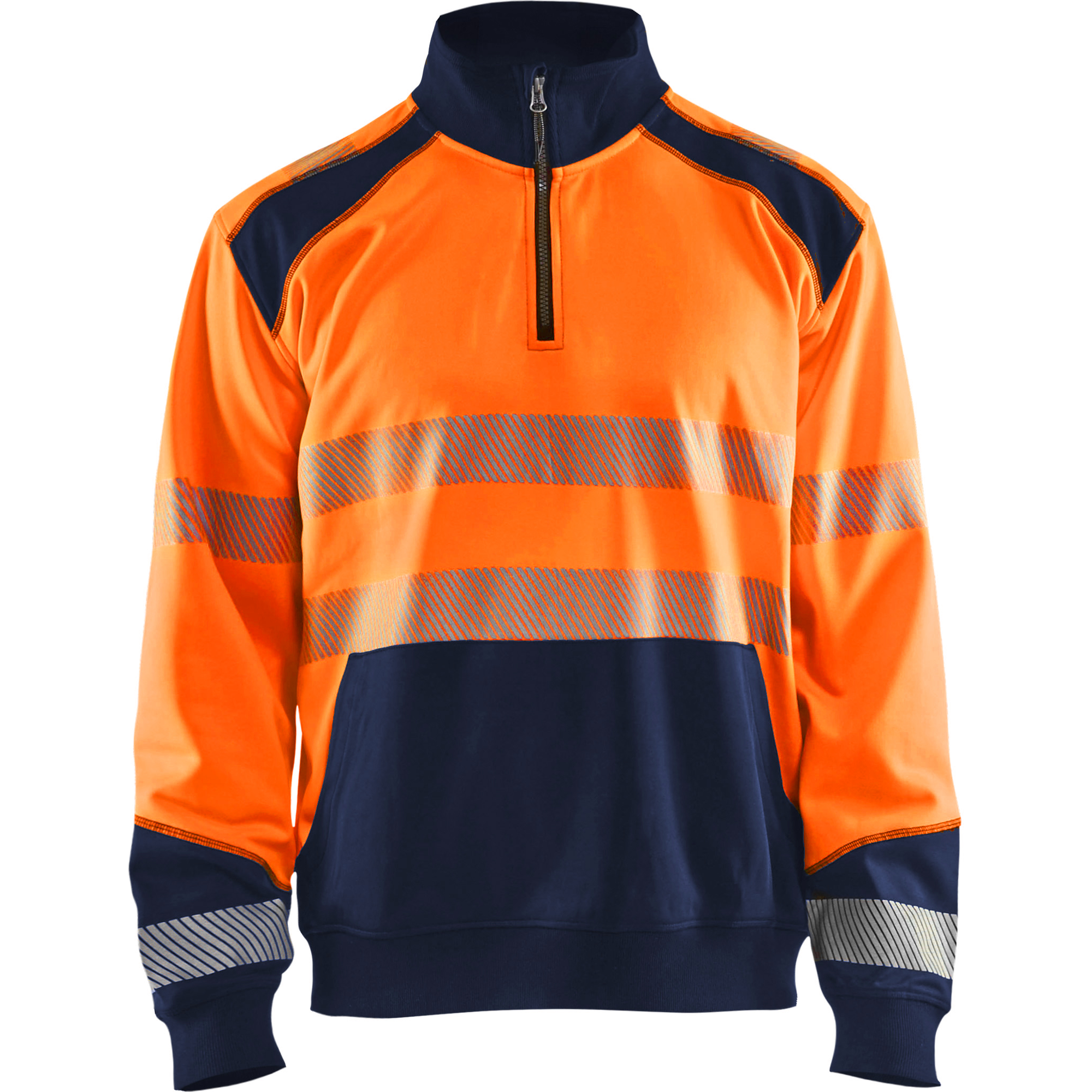 Blaklader High Vis Half-Zip Sweatshirt, Orange/Navy