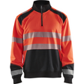 Blaklader High Vis Half-Zip Sweatshirt, Red/Black