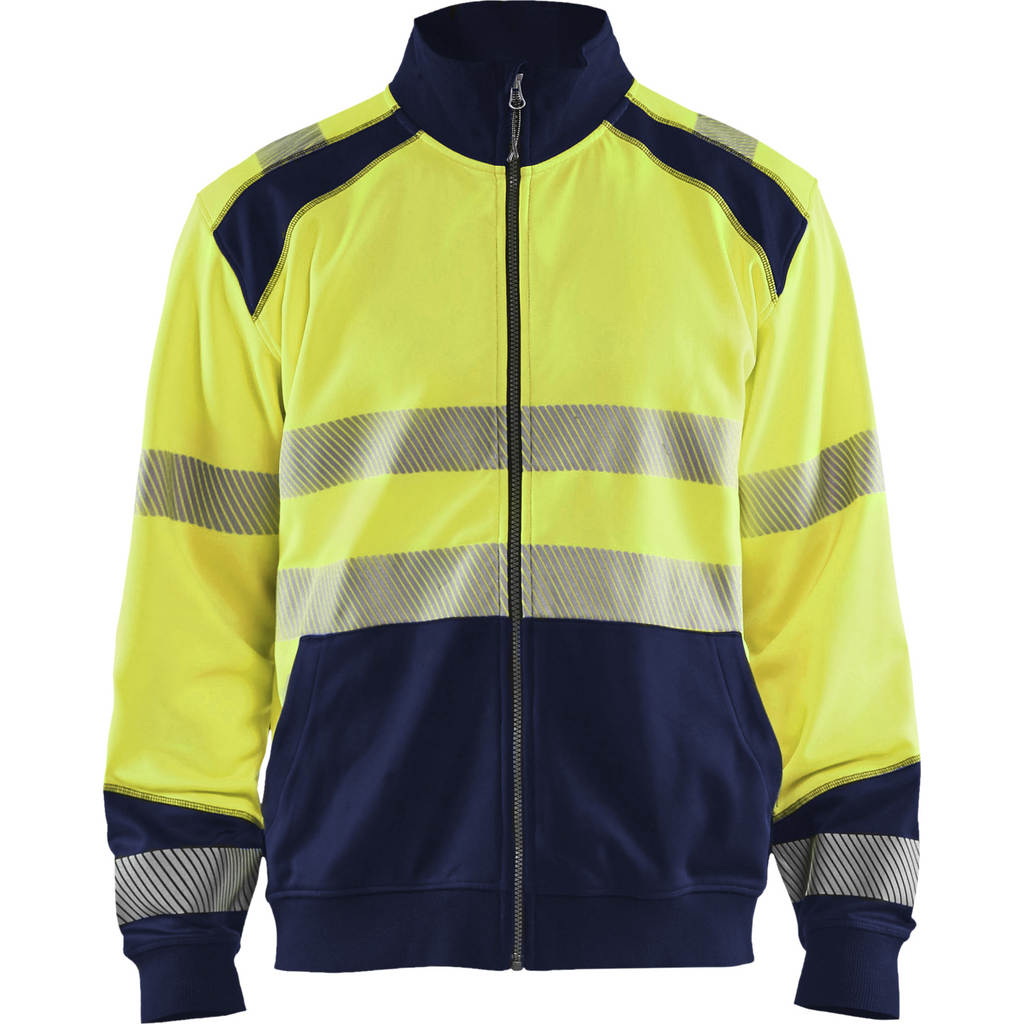 Blaklader High Vis Zip Sweatshirt, Yellow/Navy Blue