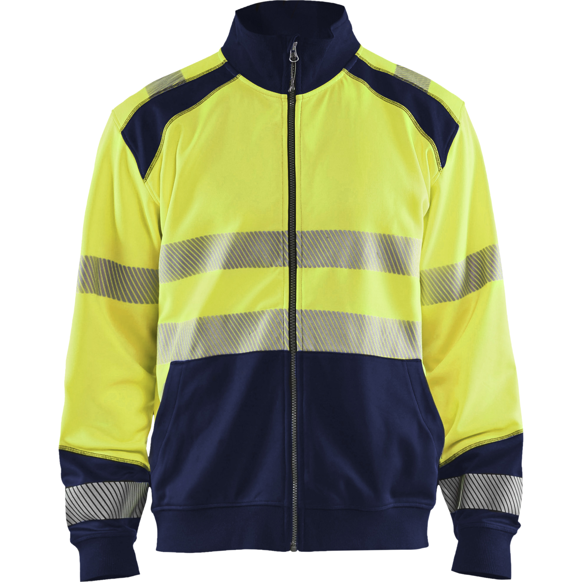 Blaklader High Vis Zip Sweatshirt, Yellow/Navy Blue