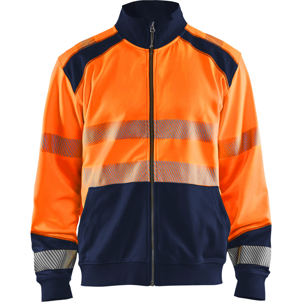 Blaklader High Vis Zip Sweatshirt, Orange/Navy Blue