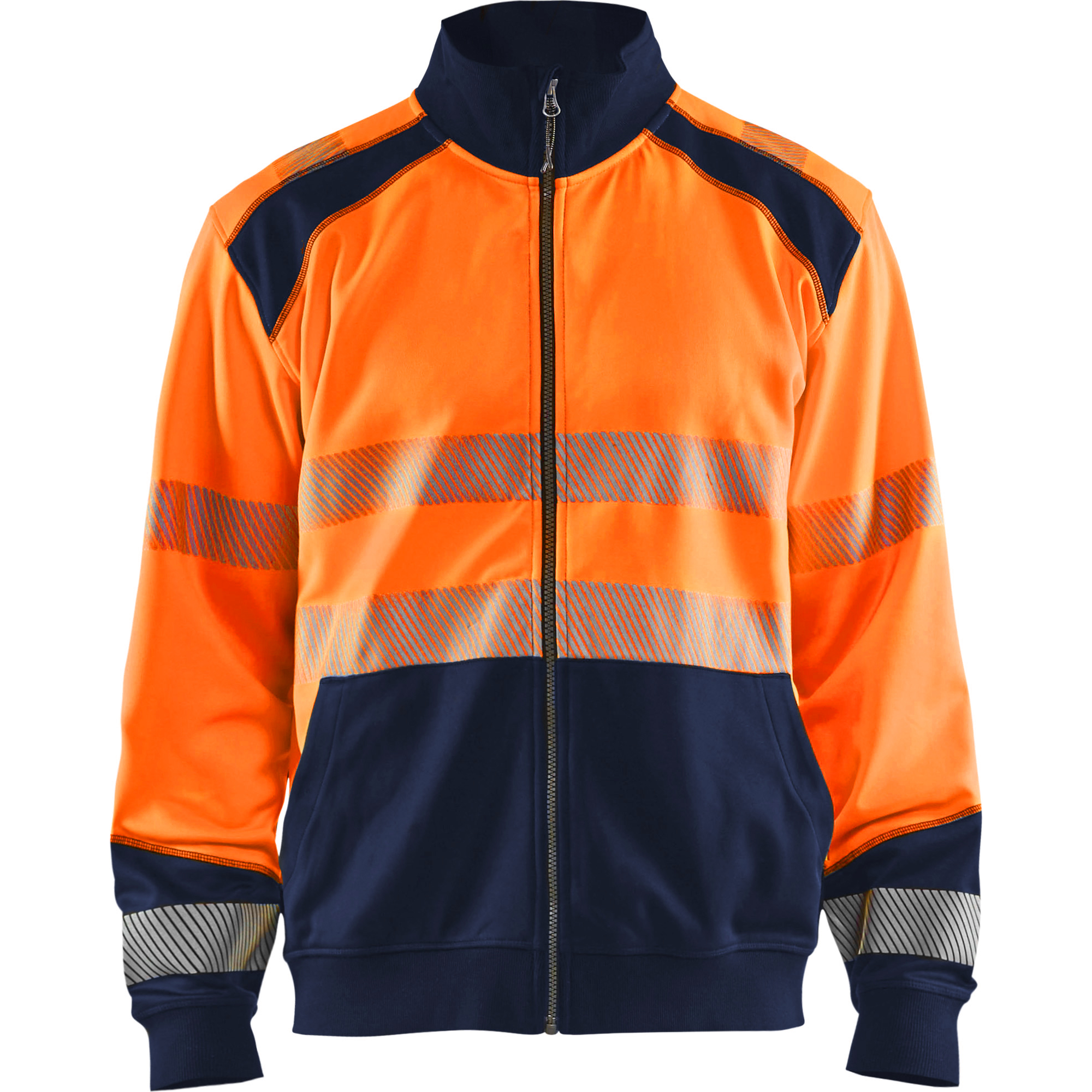 Blaklader High Vis Zip Sweatshirt, Orange/Navy Blue
