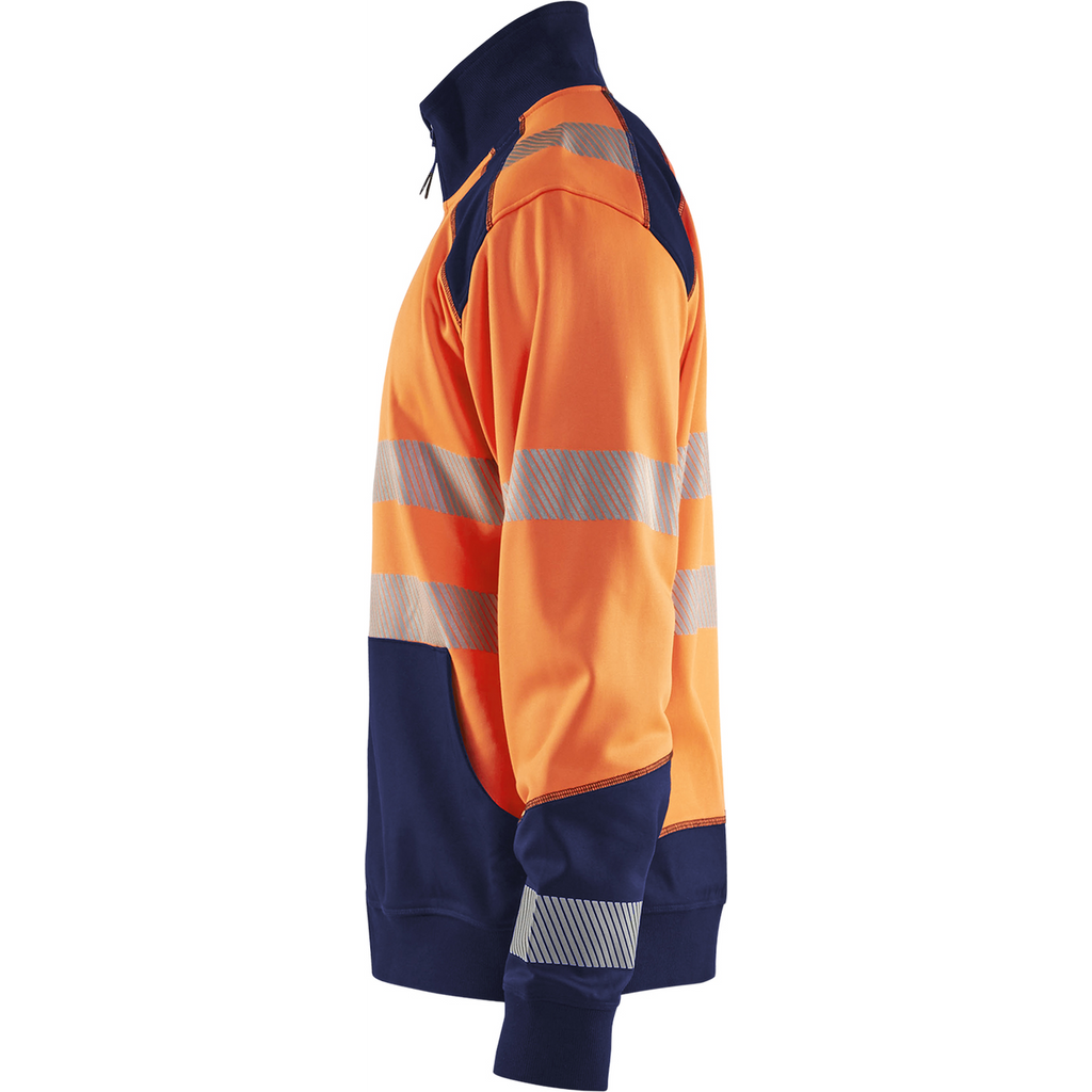 Blaklader High Vis Zip Sweatshirt, Orange/Navy Blue (3)