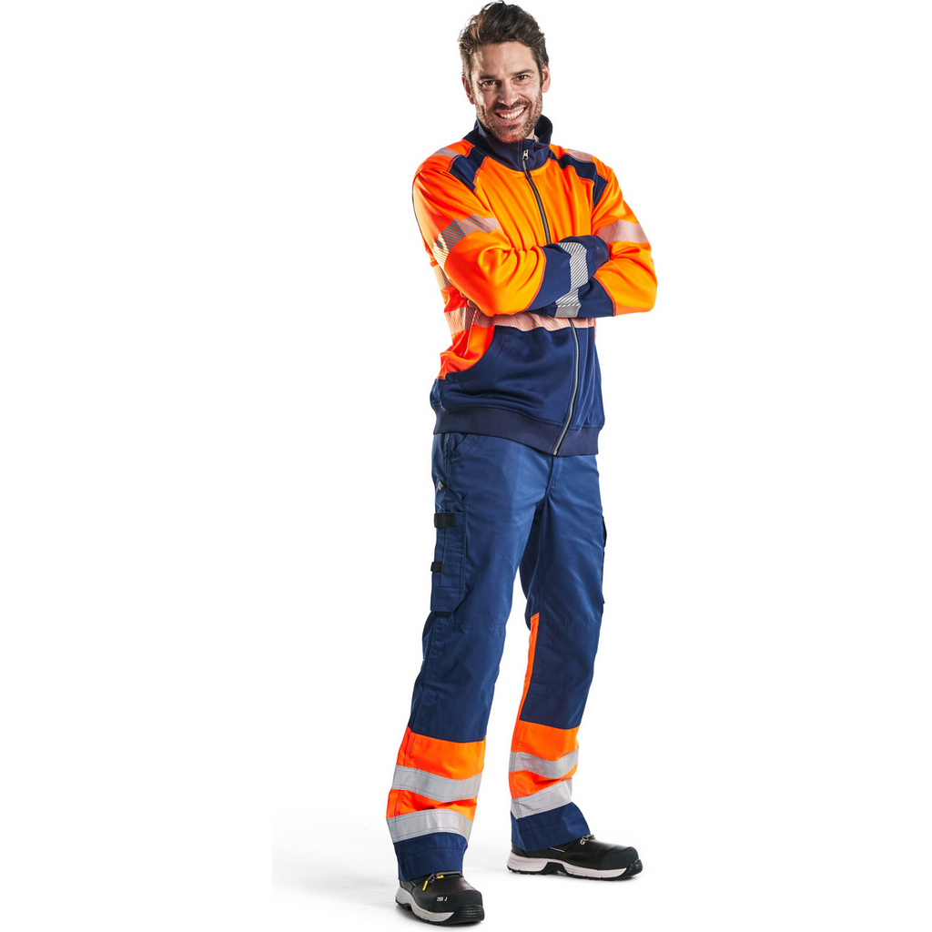 Blaklader High Vis Zip Sweatshirt, Orange/Navy Blue (5)