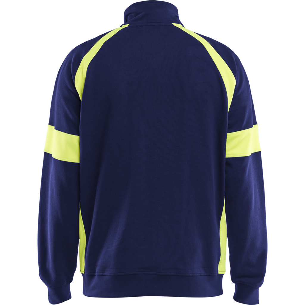 Blaklader High Vis Full Zip Sweatshirt, Navy Blue/ Yellow (4)
