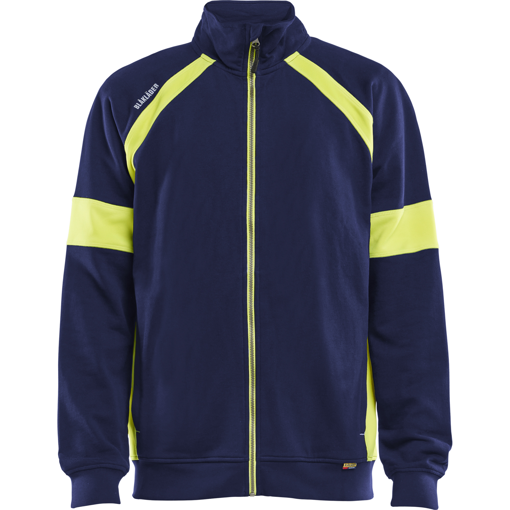 Blaklader High Vis Full Zip Sweatshirt, Navy Blue/ Yellow