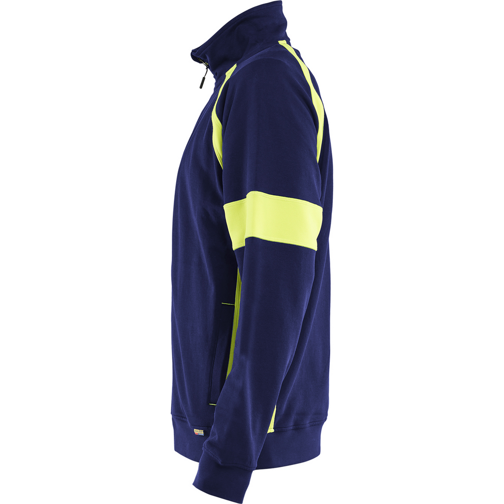 Blaklader High Vis Full Zip Sweatshirt, Navy Blue/ Yellow (3)
