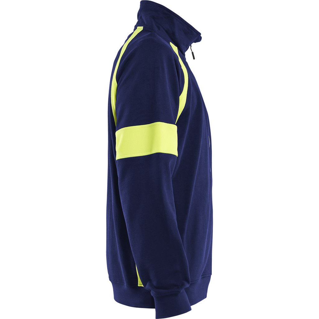 Blaklader High Vis Full Zip Sweatshirt, Navy Blue/ Yellow (2)