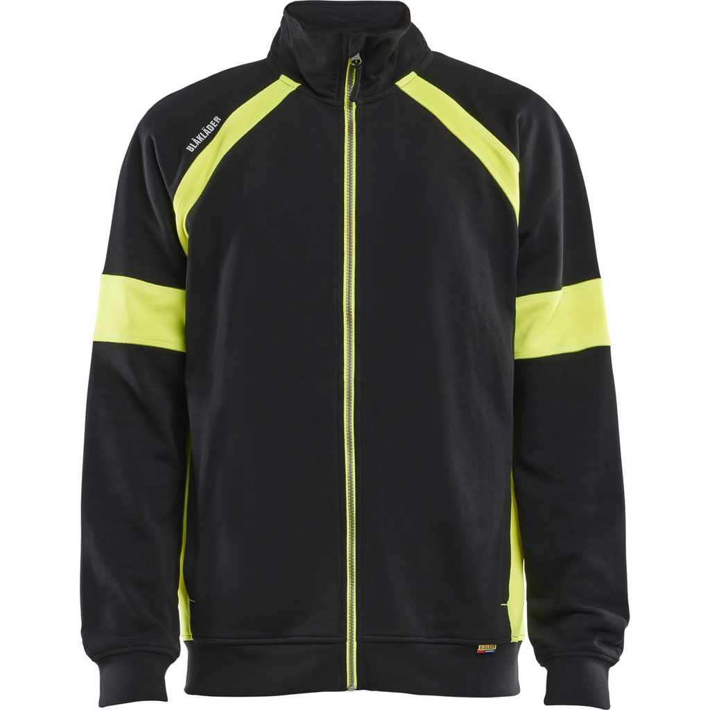 Blaklader High Vis Full Zip Sweatshirt, Black/Yellow