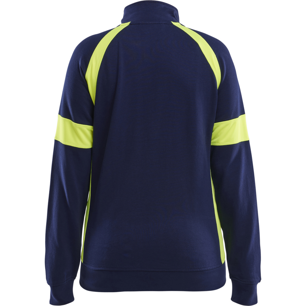 Blaklader High Vis Ladies Full Zip Sweatshirt, Navy Blue/ Yellow (4)