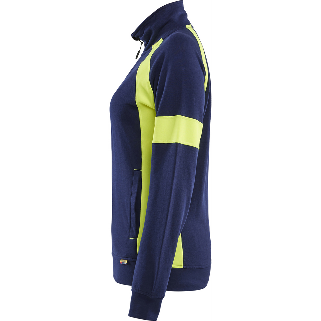 Blaklader High Vis Ladies Full Zip Sweatshirt, Navy Blue/ Yellow (3)