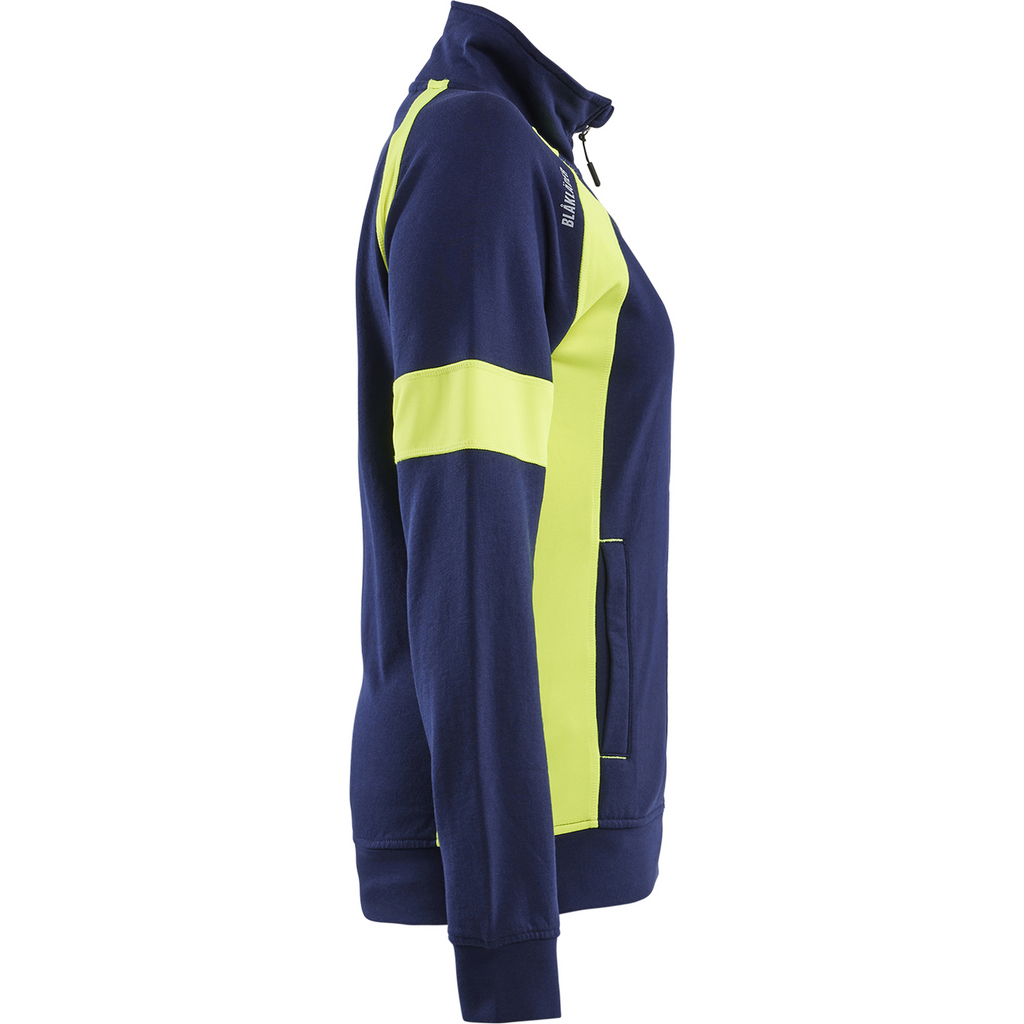 Blaklader High Vis Ladies Full Zip Sweatshirt, Navy Blue/ Yellow (2)