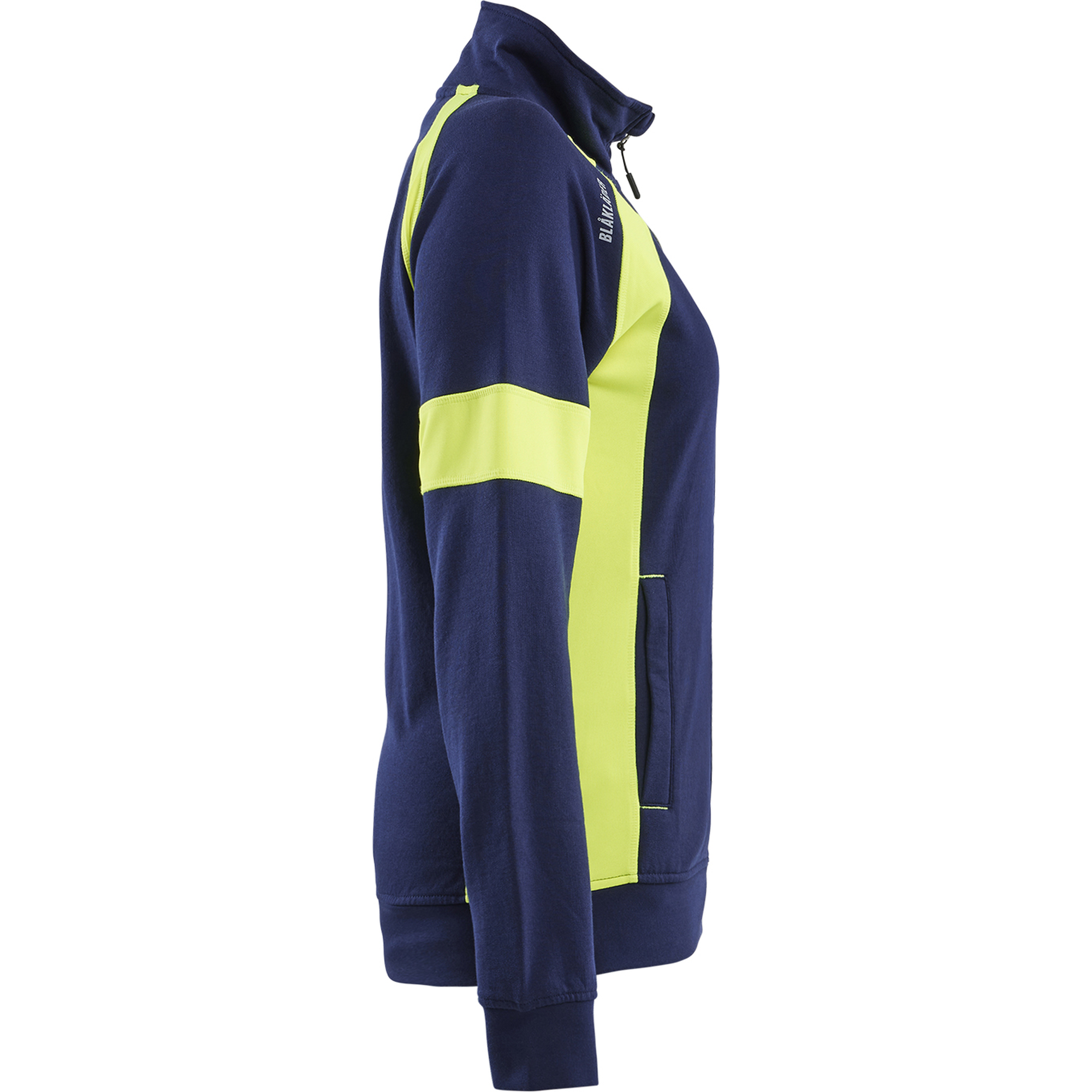 Blaklader High Vis Ladies Full Zip Sweatshirt, Navy Blue/ Yellow (2)