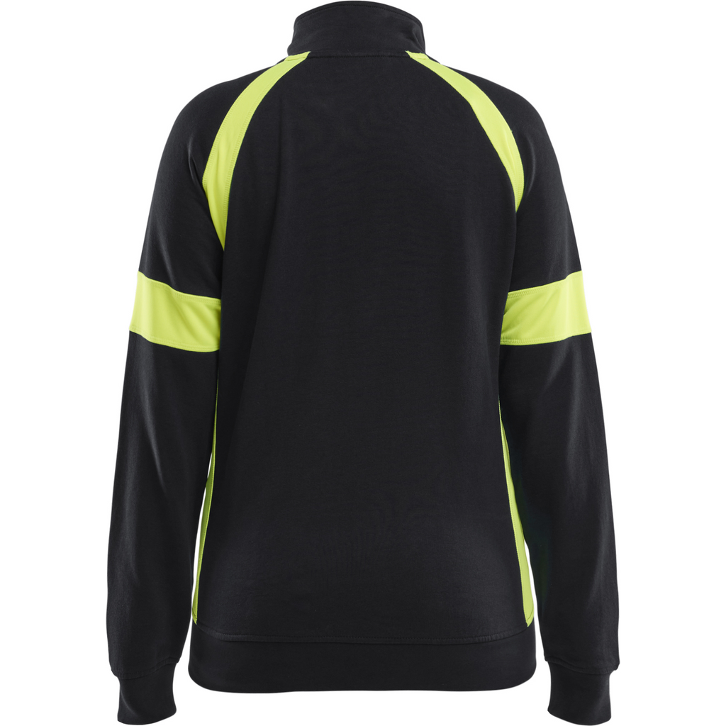 Blaklader High Vis Ladies Full Zip Sweatshirt, Black/Yellow (4)