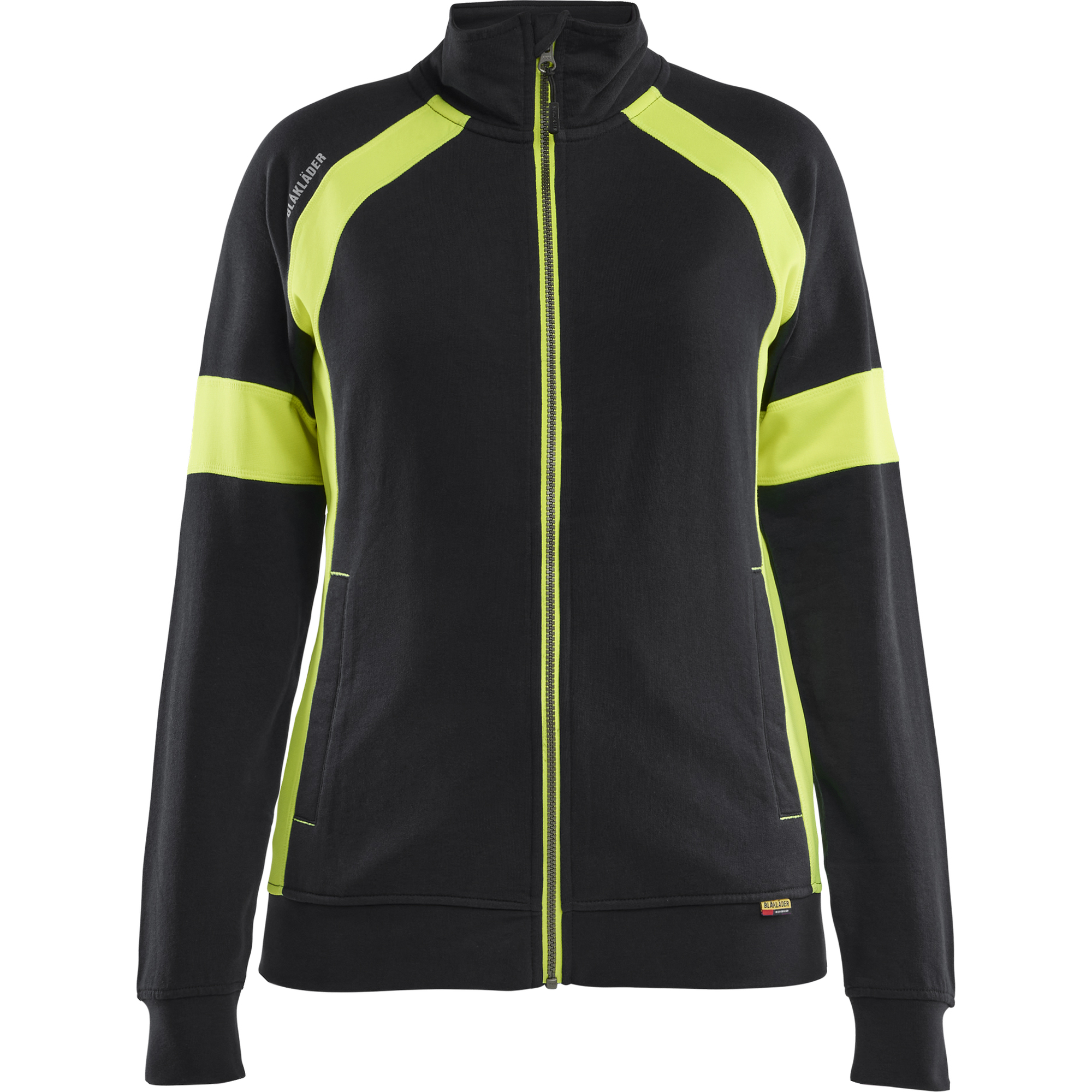 Blaklader High Vis Ladies Full Zip Sweatshirt, Black/Yellow