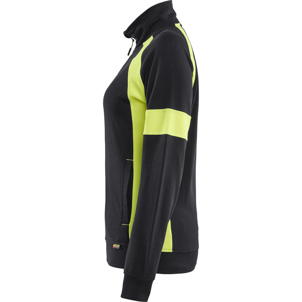 Blaklader High Vis Ladies Full Zip Sweatshirt, Black/Yellow (3)