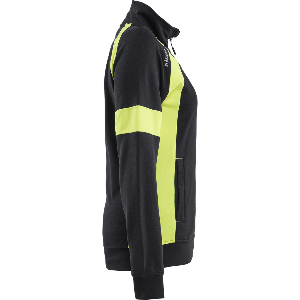 Blaklader High Vis Ladies Full Zip Sweatshirt, Black/Yellow (2)