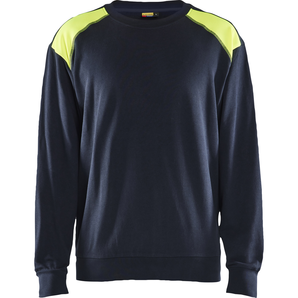 Blaklader Sweatshirt, Dark Navy/Yellow