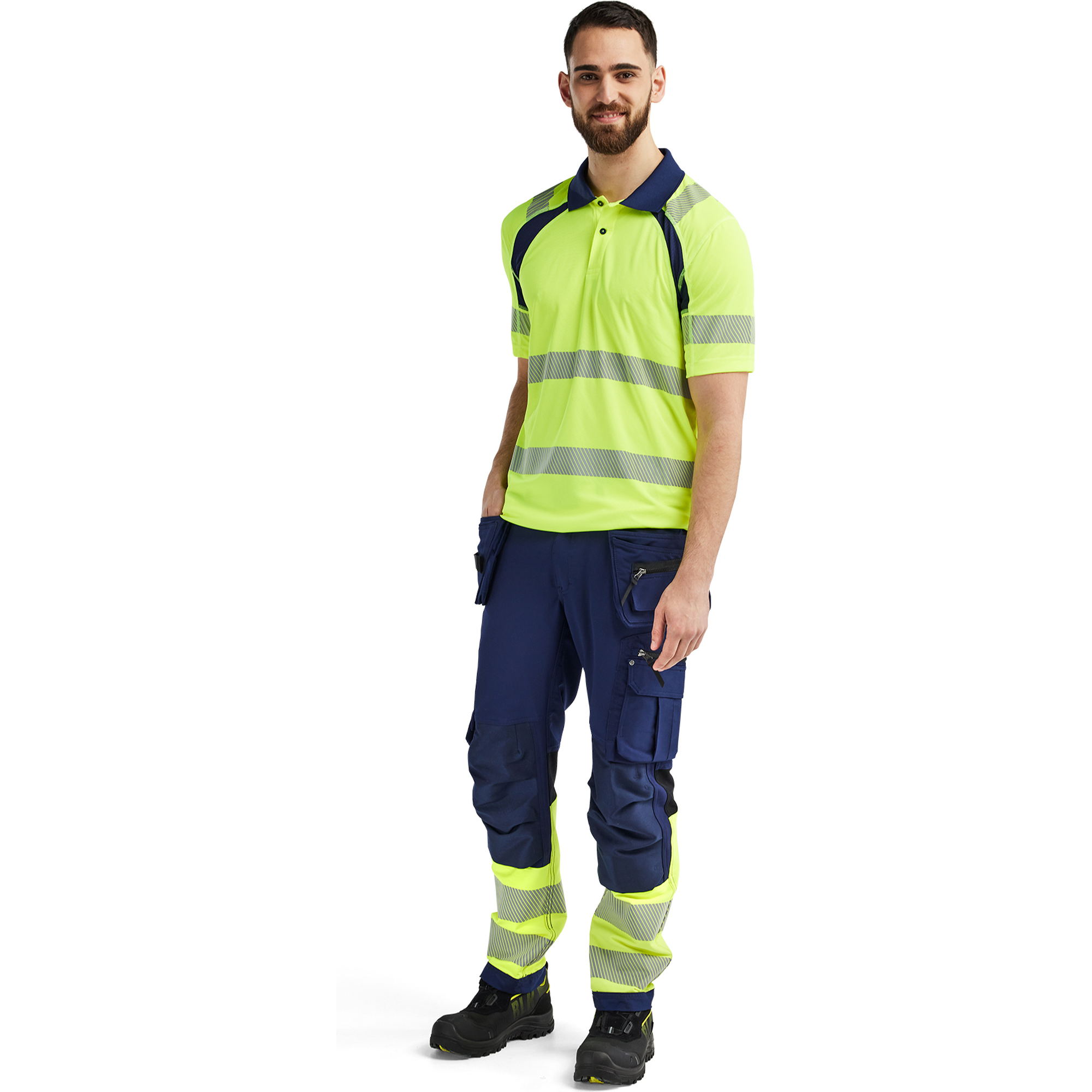 Blaklader High Vis UV Protection Polo Shirt, Yellow/Navy Blue (5)
