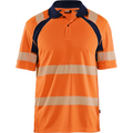 Blaklader High Vis UV Protection Polo Shirt, Orange/Navy
