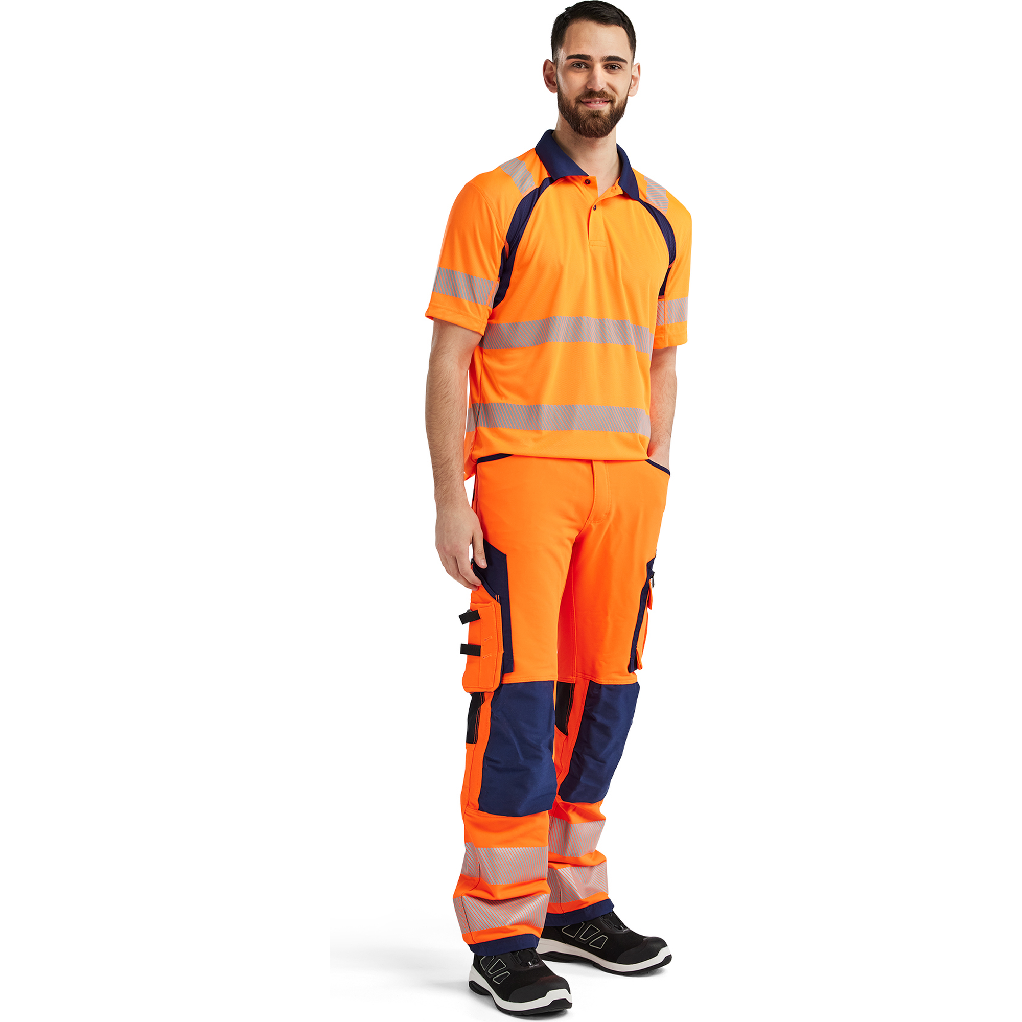 Blaklader High Vis UV Protection Polo Shirt, Orange/Navy (5)