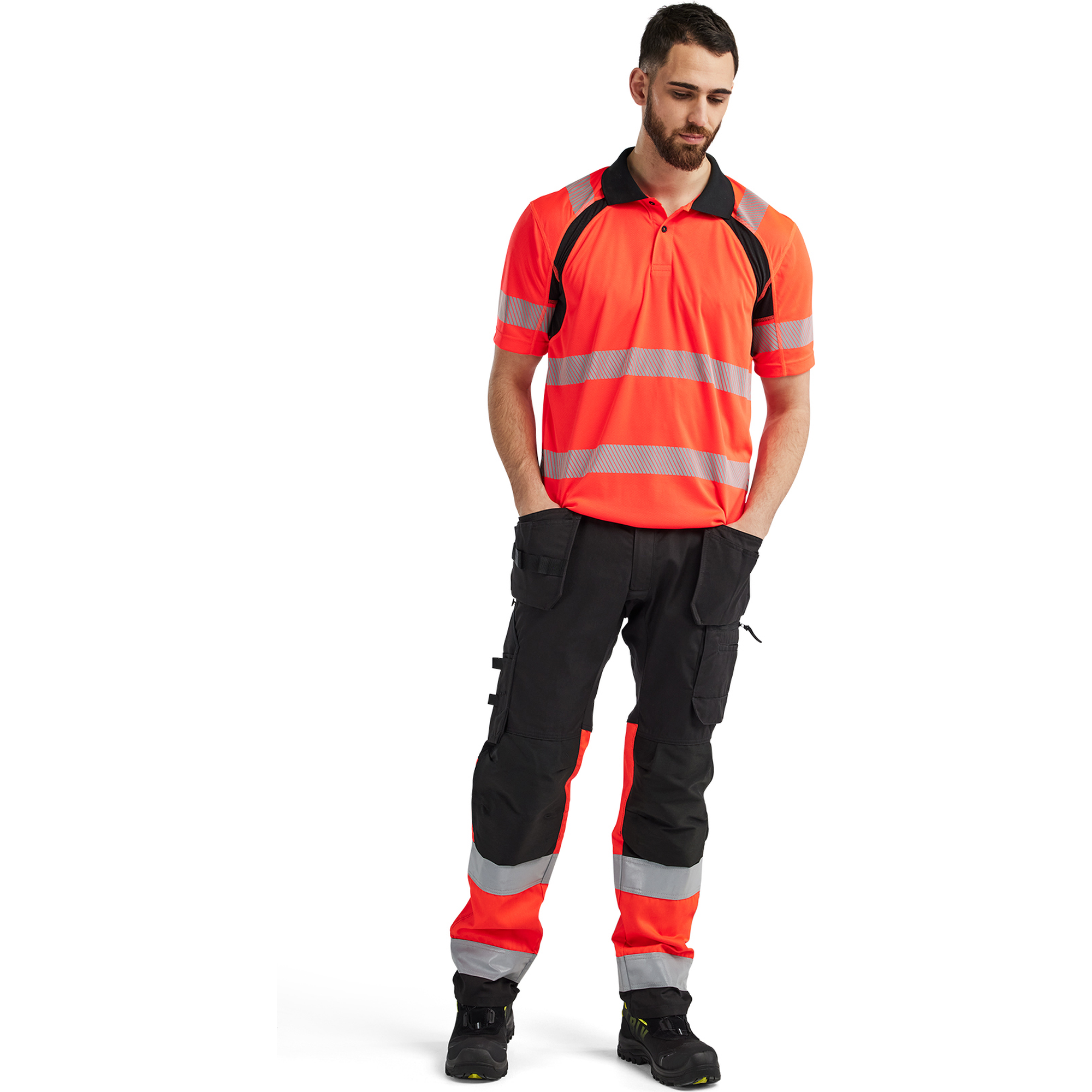 Blaklader High Vis UV Protection Polo Shirt, Red/Black (5)