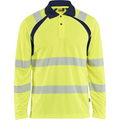 Blaklader UV High Vis Long Sleeve Polo Shirt, High Vis Yellow/Navy Blue