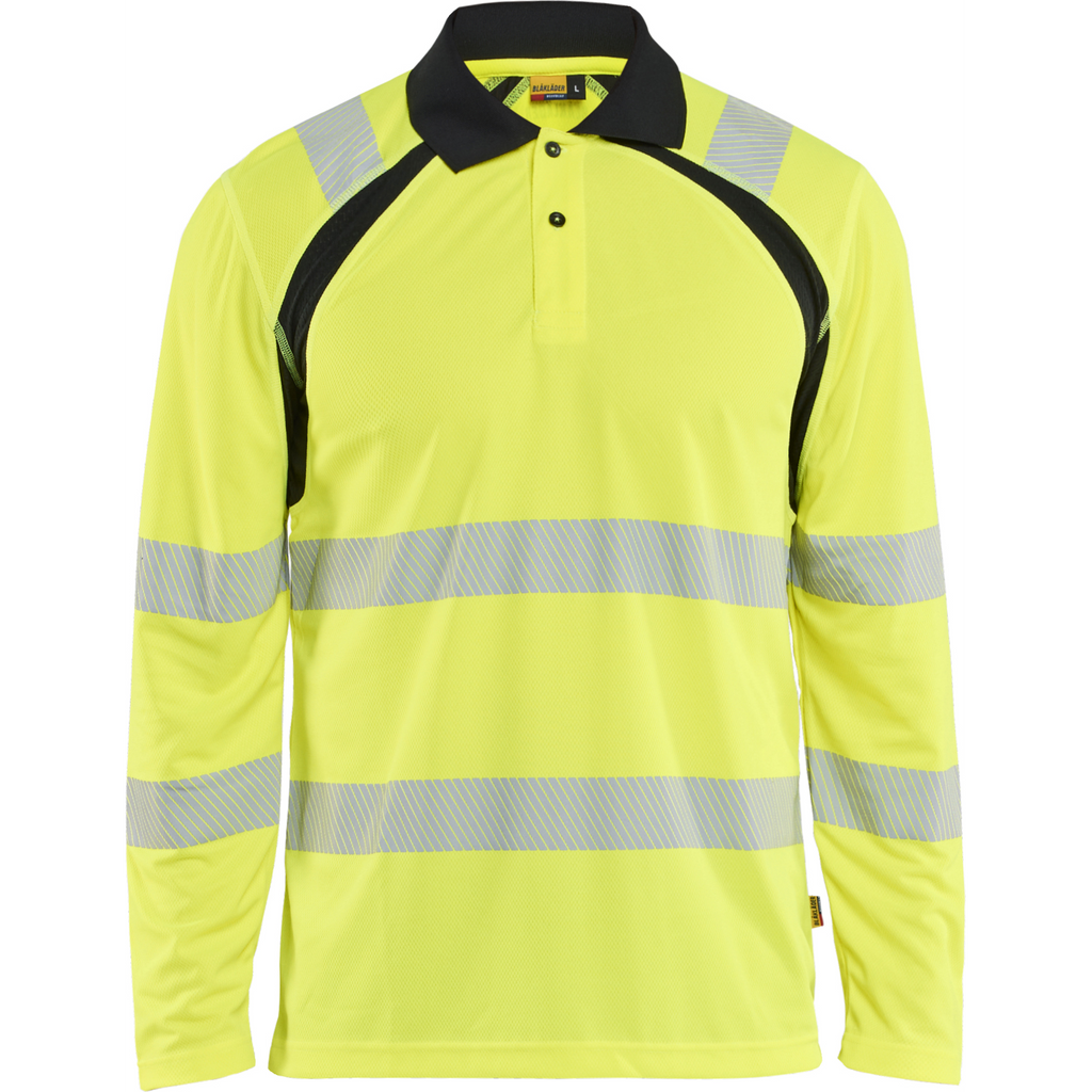 Blaklader High Vis UV Protection Long Sleeve Polo Shirt, Yellow/Black