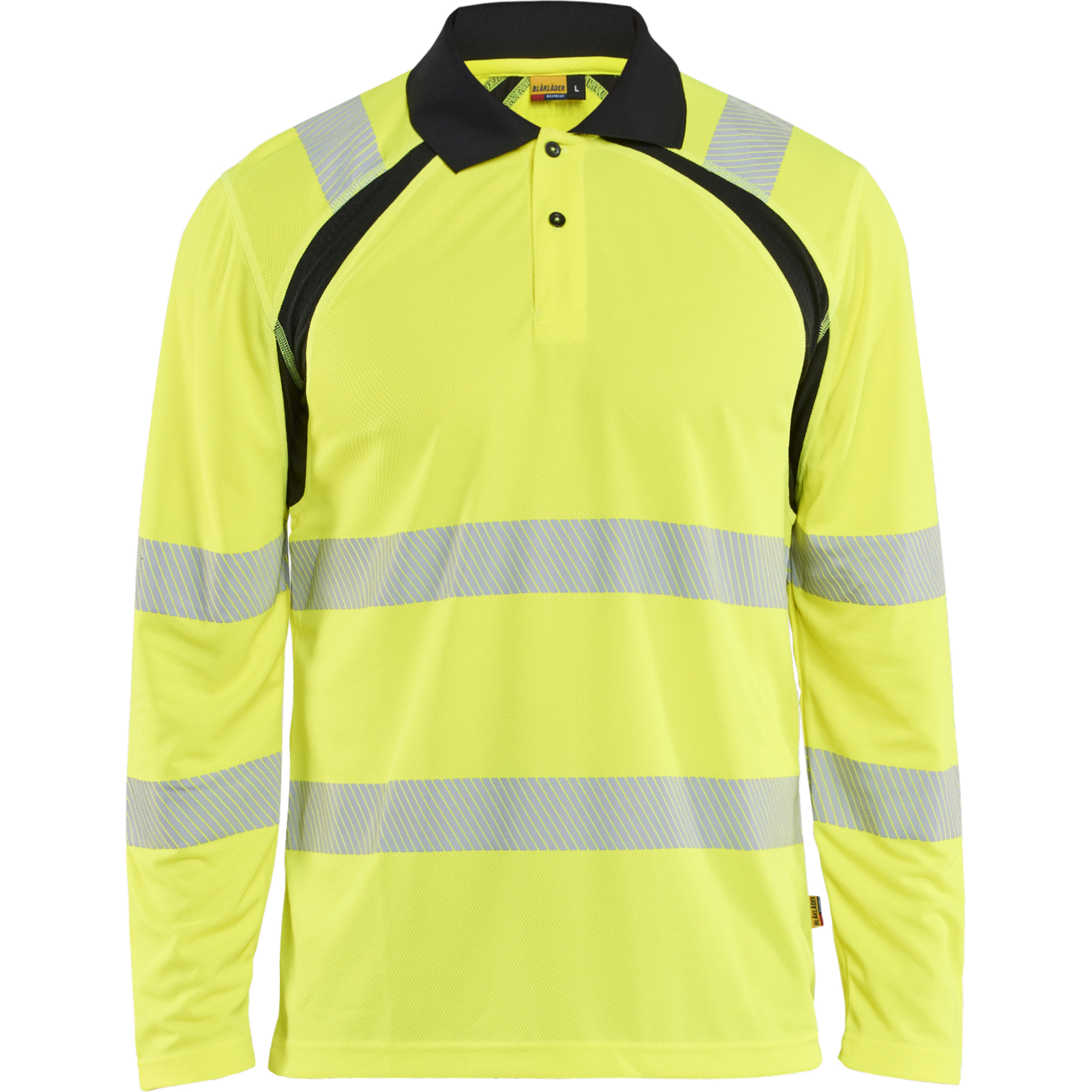 Blaklader High Vis UV Protection Long Sleeve Polo Shirt, Yellow/Black