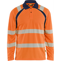 Blaklader High Vis UV Protection Long Sleeve Polo Shirt, Orange/Navy Blue