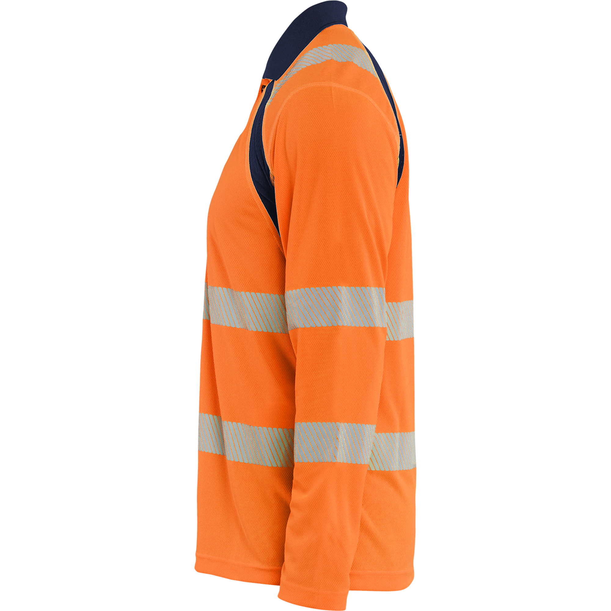 Blaklader High Vis UV Protection Long Sleeve Polo Shirt, Orange/Navy Blue (3)