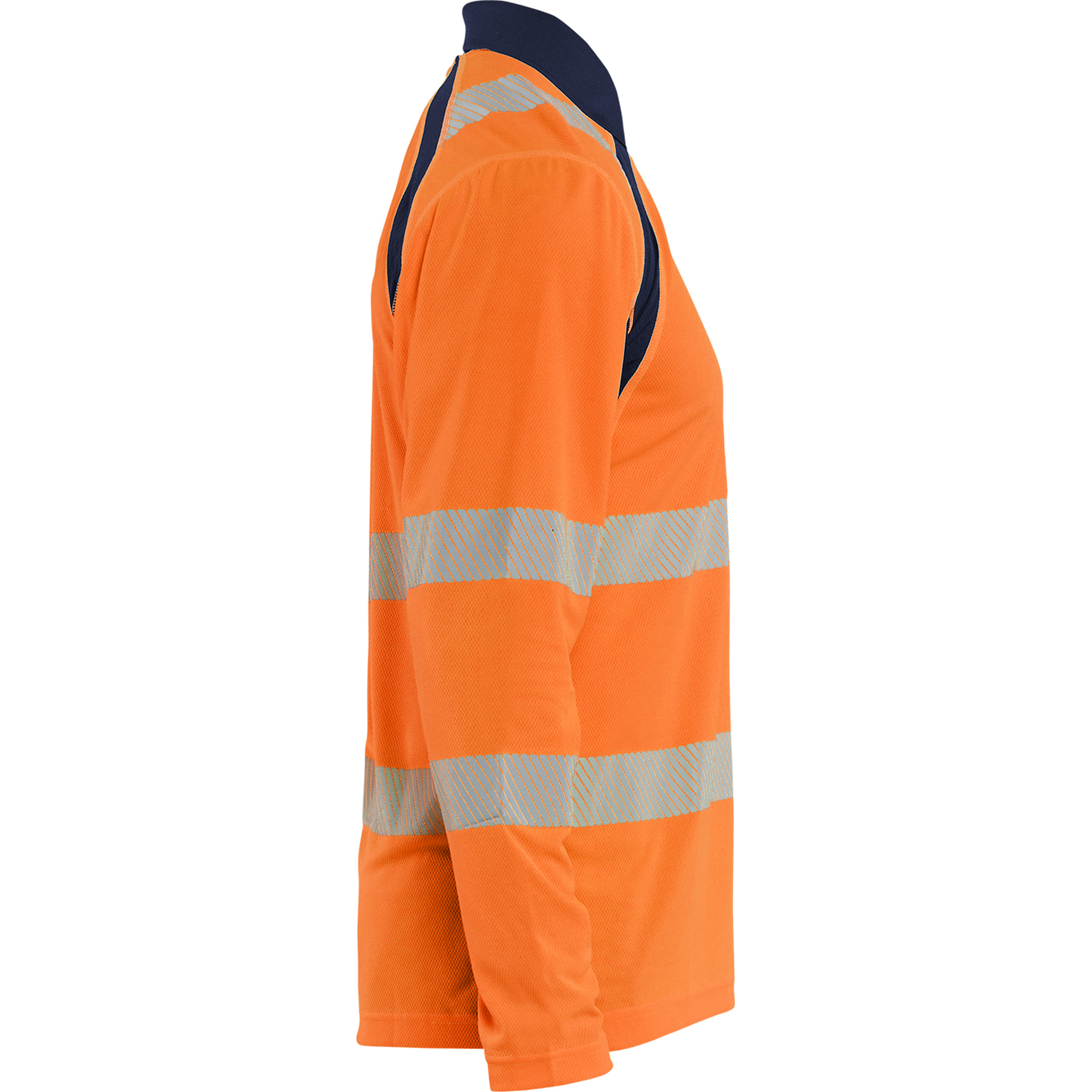 Blaklader High Vis UV Protection Long Sleeve Polo Shirt, Orange/Navy Blue (2)