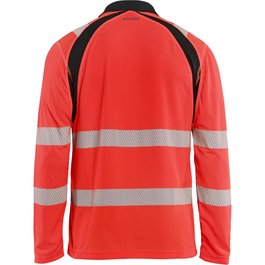Blaklader High Vis UV Protection Long Sleeve Polo Shirt, Red/Black (4)