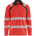 Blaklader High Vis UV Protection Long Sleeve Polo Shirt, Red/Black