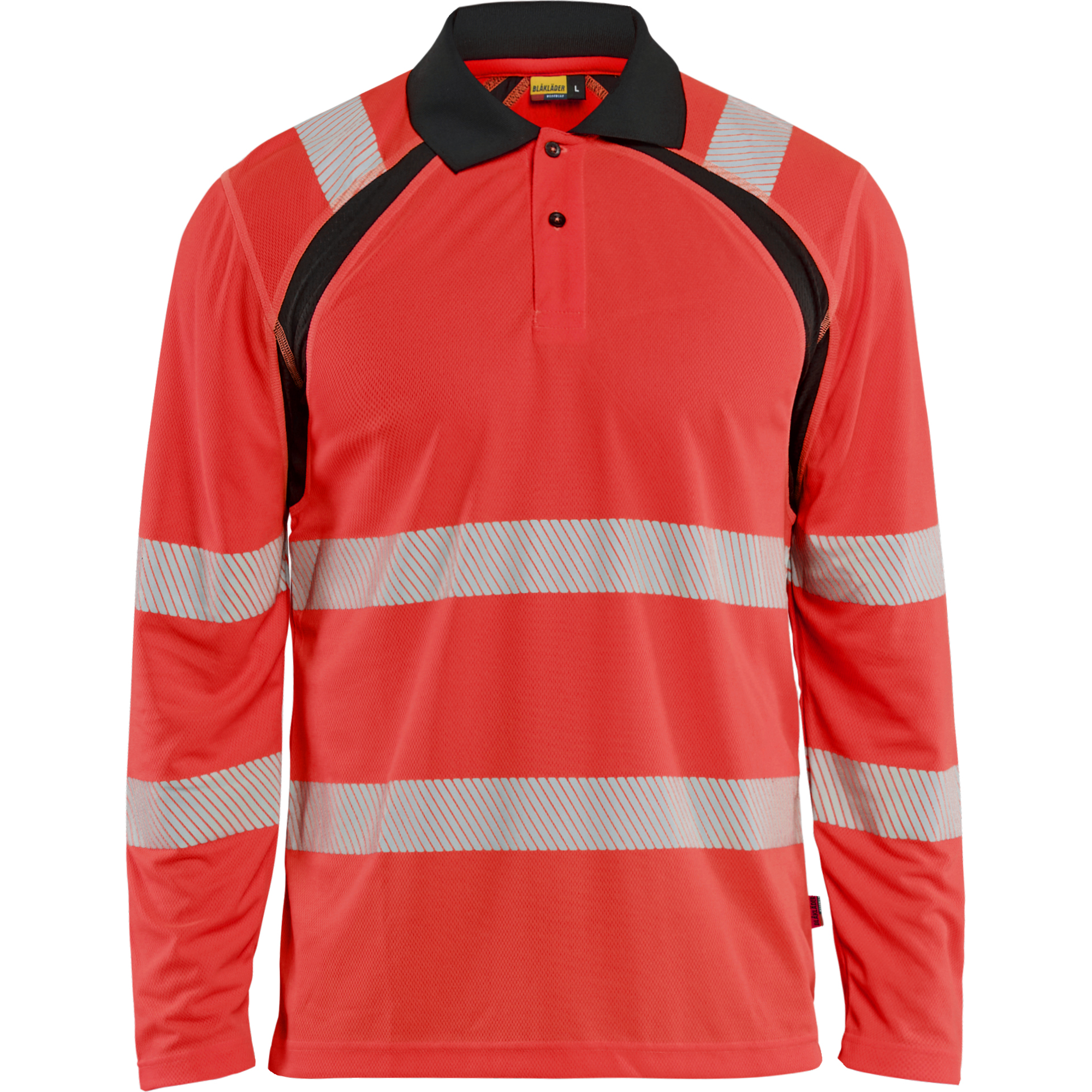 Blaklader High Vis UV Protection Long Sleeve Polo Shirt, Red/Black