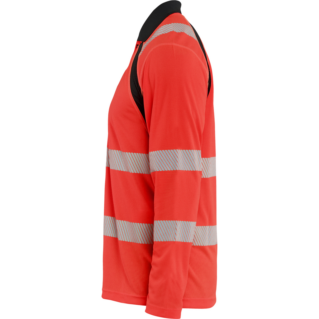 Blaklader High Vis UV Protection Long Sleeve Polo Shirt, Red/Black (3)