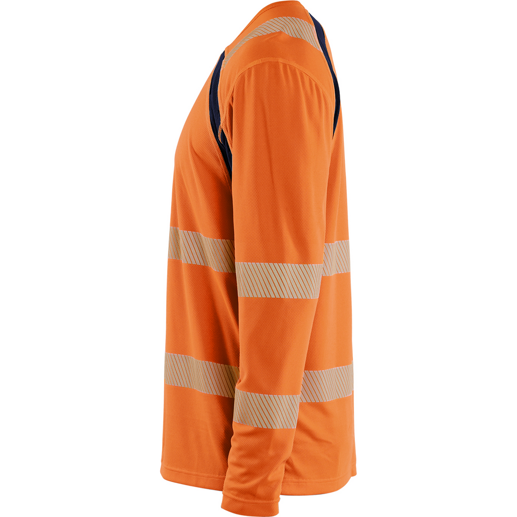 Blaklader High Vis UV Protection Long Sleeve Shirt, Orange/Navy Blue (3)