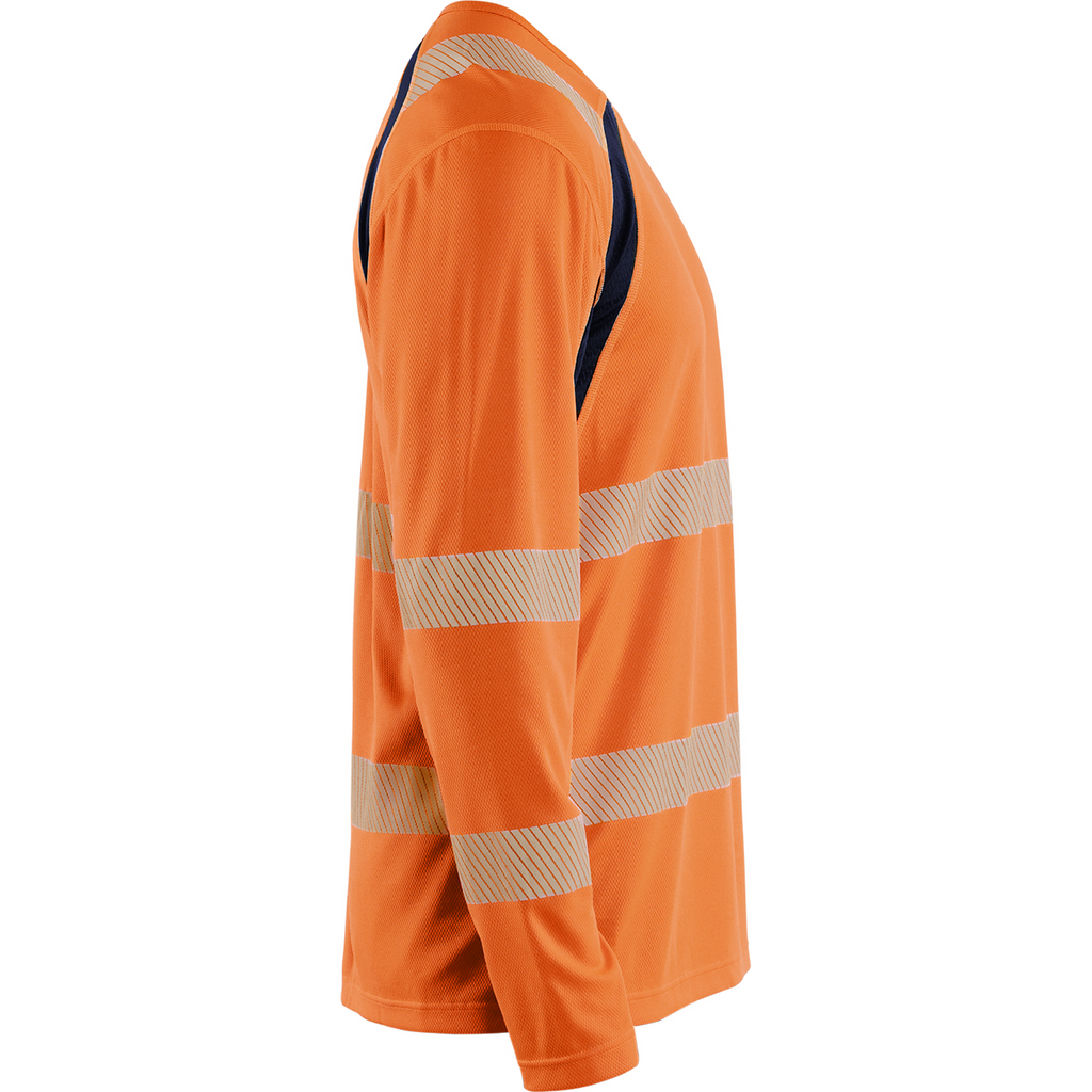 Blaklader High Vis UV Protection Long Sleeve Shirt, Orange/Navy Blue (2)