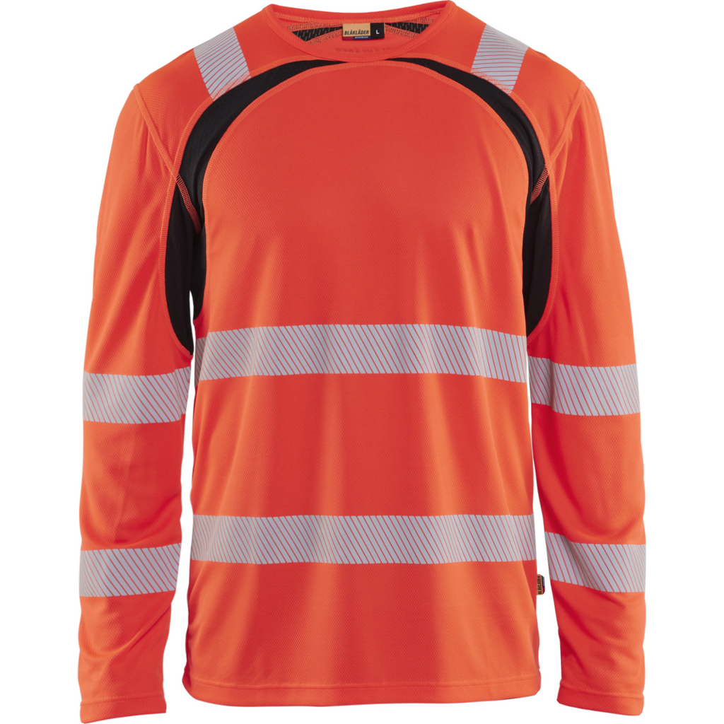 Blaklader High Vis UV Protection Long Sleeve Shirt, Red/Black