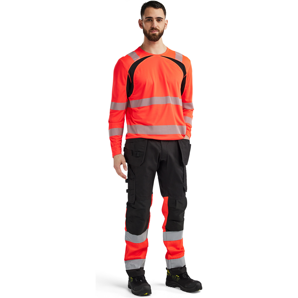 Blaklader High Vis UV Protection Long Sleeve Shirt, Red/Black (5)